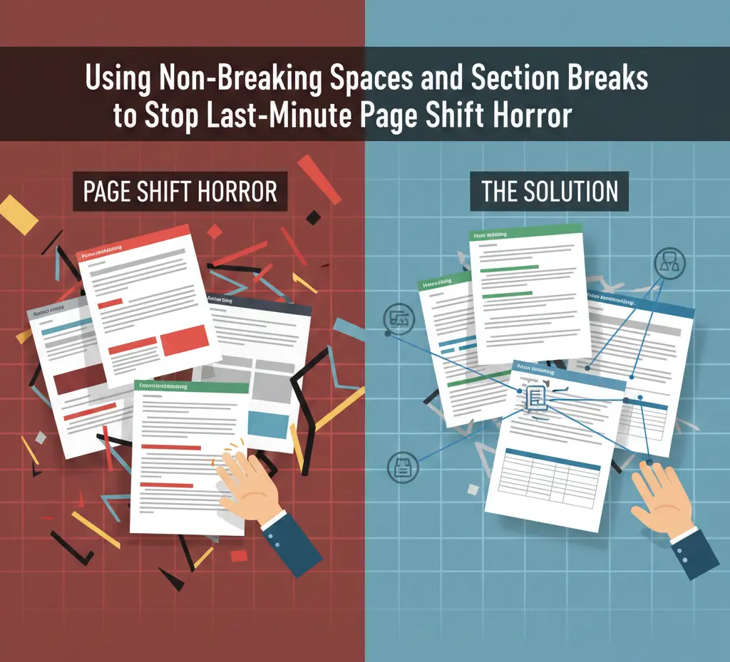 Using Non-Breaking Spaces and Section Breaks to Stop Last-Minute Page Shift Horror