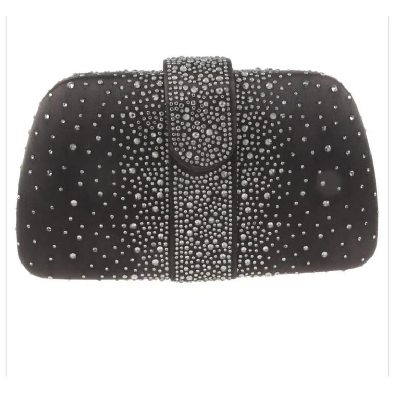 Elegant Black Rhinestone Satin Clutch for Every Occasion