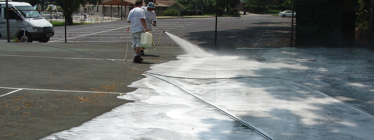 sports court pressure washing